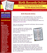 Free Birth Records Search Screenshot
